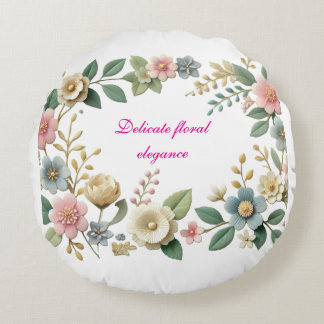 Almofada Redonda Travesseiro decorativo Design Floral Elegante Past