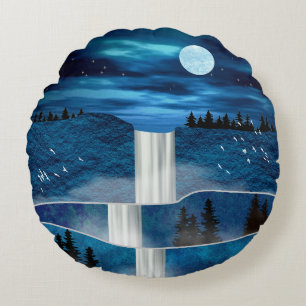 Almofada Redonda Travesseiro decorativo em Carga Azul