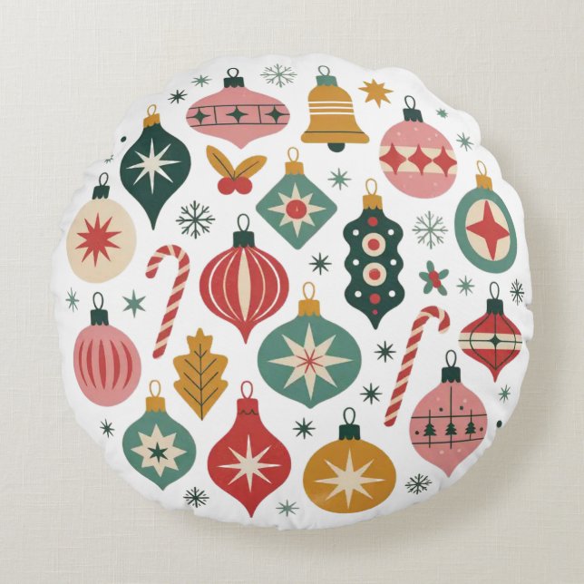 Almofada Redonda Travesseiro decorativo enfeites de natal (Frente)