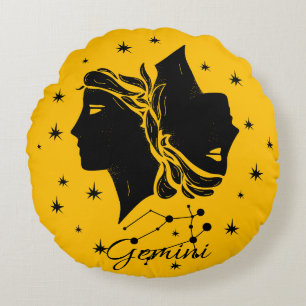 Almofada Redonda Travesseiro decorativo Gemini Zodiac