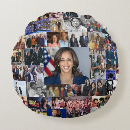 Almofada Redonda Travesseiro decorativo Kamala Harris Collage