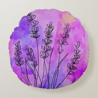 Almofada Redonda Travesseiro decorativo Lavanda abstrato