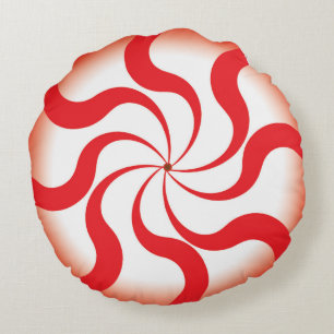 Almofada Redonda Travesseiro decorativo Moderno Red Swirl Candy