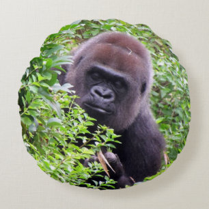 Almofada Redonda Travesseiro decorativo Peek-A-Boo Gorilla