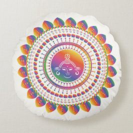 Almofada Redonda Travesseiro decorativo Rainbow Buddha Mandela