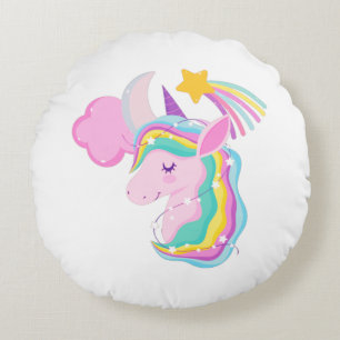 Almofada Redonda Travesseiro decorativo Rainbow Unicorn