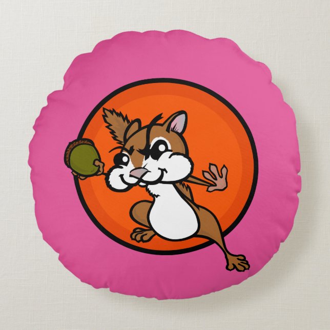 ALMOFADA REDONDA TRAVESSEIRO DECORATIVO REDONDO CHIPMUNK CUTE (Frente)