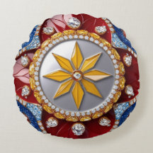 Travesseiro decorativo redondo com as cores colomb