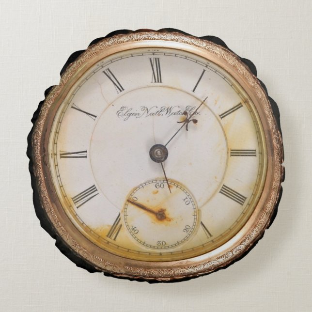 Almofada Redonda Travesseiro decorativo redondo com relógio de bols (Frente)