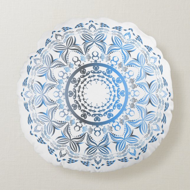 Almofada Redonda Travesseiro decorativo redondo de Mandala - (Frente)