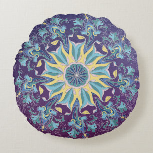 Almofada Redonda Travesseiro decorativo redondo de Mandala Floral R