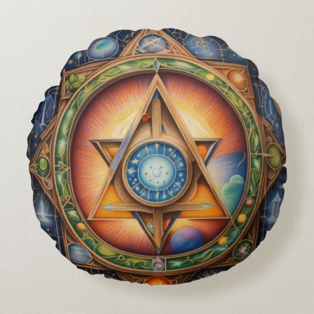 Almofada Redonda Travesseiro decorativo redondo de poliéster escova (Frente)