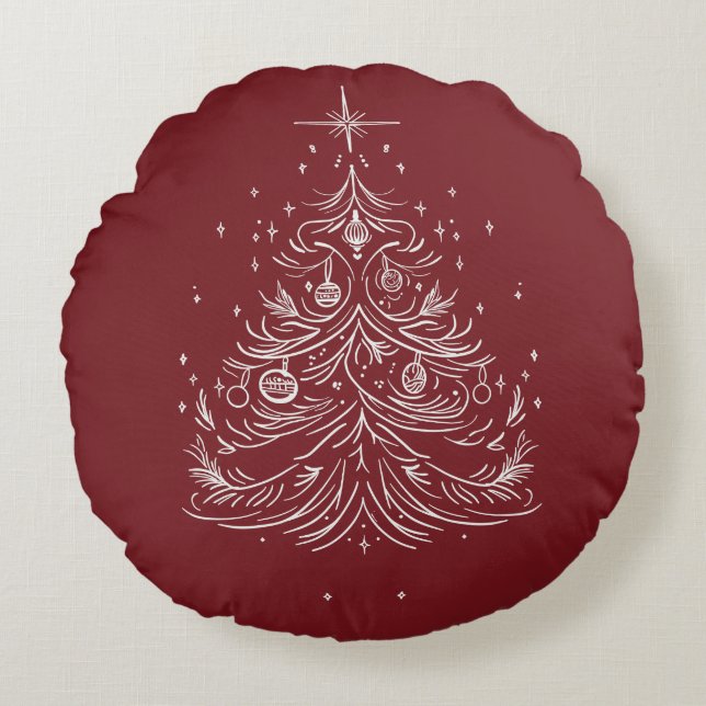 Almofada Redonda Travesseiro decorativo redondo eterno | Vermelho e (Frente)