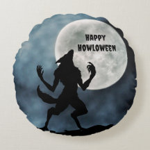 Travesseiro decorativo redondo, Howling Werewolf