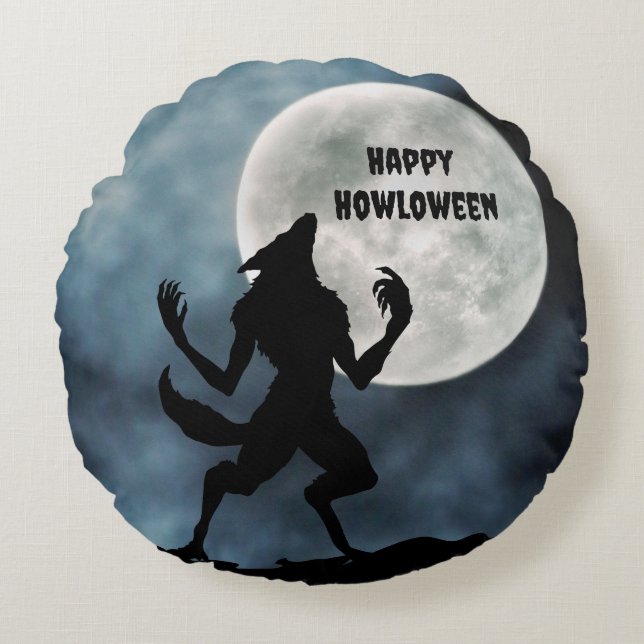 Almofada Redonda Travesseiro decorativo redondo, Howling Werewolf (Frente)