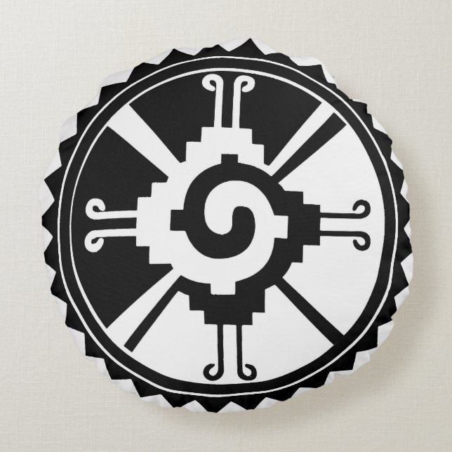 Almofada Redonda Travesseiro decorativo redondo Mayan Hunab Ku (Verso)