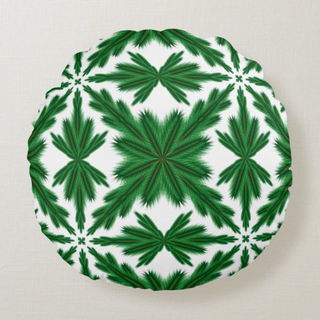 Almofada Redonda Travesseiro decorativo redondo Pine Mandala (Frente)