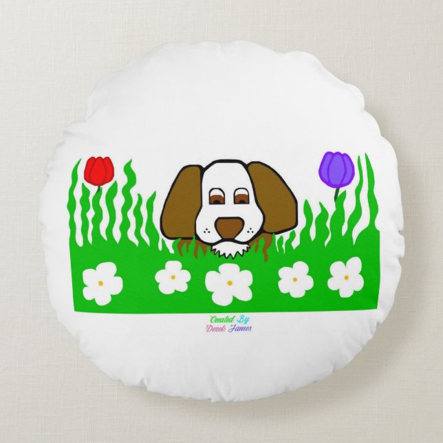 Almofada Redonda Travesseiro decorativo Redondo Pup N Play (Frente)