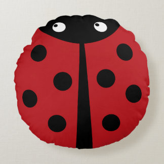 Almofada Redonda Travesseiro decorativo redondo Red Ladybug