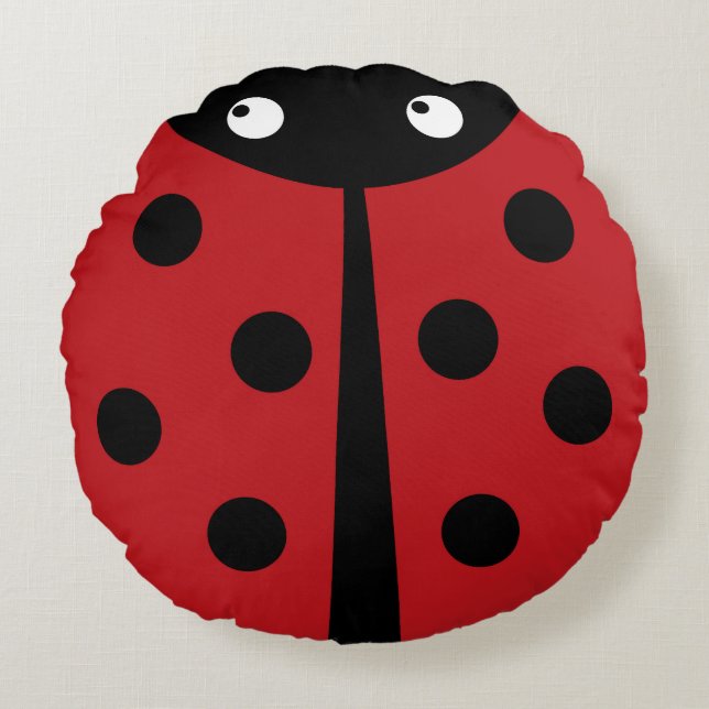 Almofada Redonda Travesseiro decorativo redondo Red Ladybug (Frente)