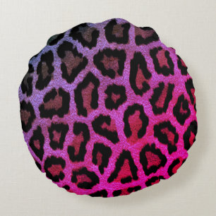 Almofada Redonda Travesseiro decorativo redondo rosa-Leopardo