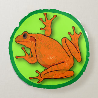 Almofada Redonda Travesseiro decorativo redondo Sapo laranja