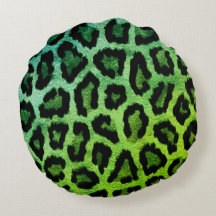 Travesseiro decorativo redondo verde-leopardo