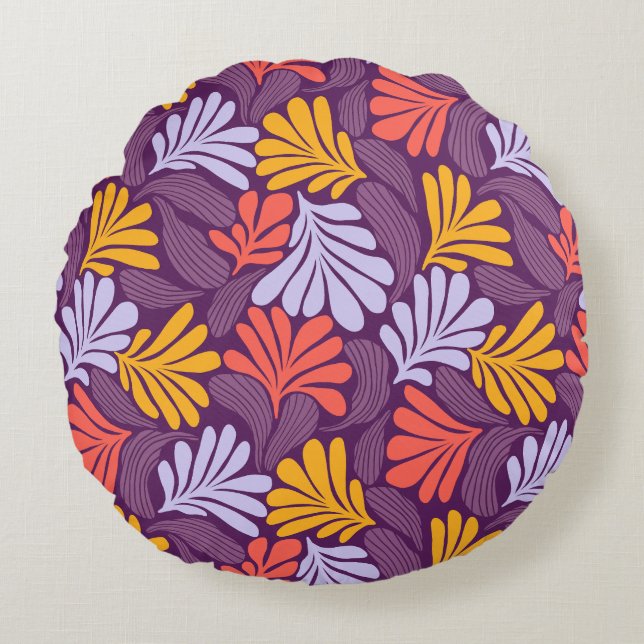 Almofada Redonda Travesseiro decorativo Retro Leaf Retro (Frente)