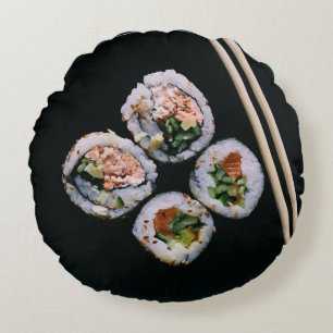 Almofada Redonda travesseiro decorativo reversível Sushi