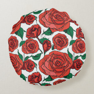 Almofada Redonda Travesseiro decorativo rosa vermelha Floral nº 1