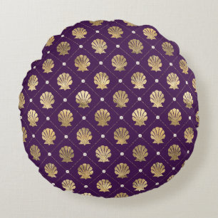 Almofada Redonda Travesseiro decorativo Roxo-Roxo-Roxo-Dourado