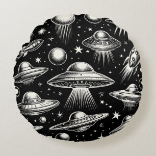 Almofada Redonda Travesseiro decorativo SciFi para OVNIs e Sauceres