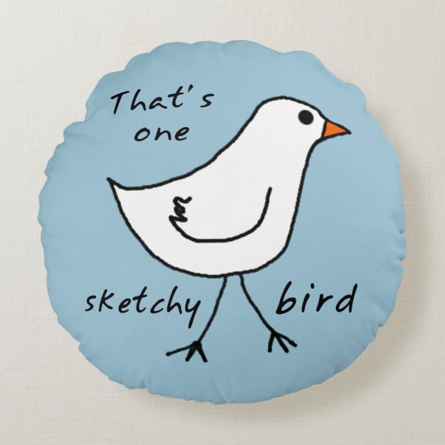 Almofada Redonda Travesseiro decorativo Sketchy Bird (Frente)