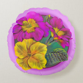 Almofada Redonda Travesseiro decorativo verde-rosa-rosa