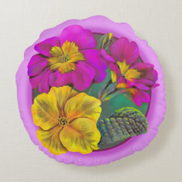 Almofada Redonda Travesseiro decorativo verde-rosa-rosa