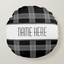 Almofada Redonda Travesseiro decorativo xadrez Preto