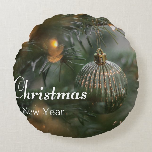 Almofada Redonda Travesseiro design de Natal (Frente)
