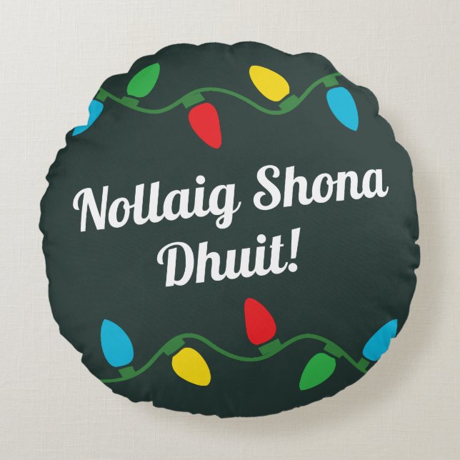 Almofada Redonda Travesseiro do Decado de Natal irlandês (Frente)