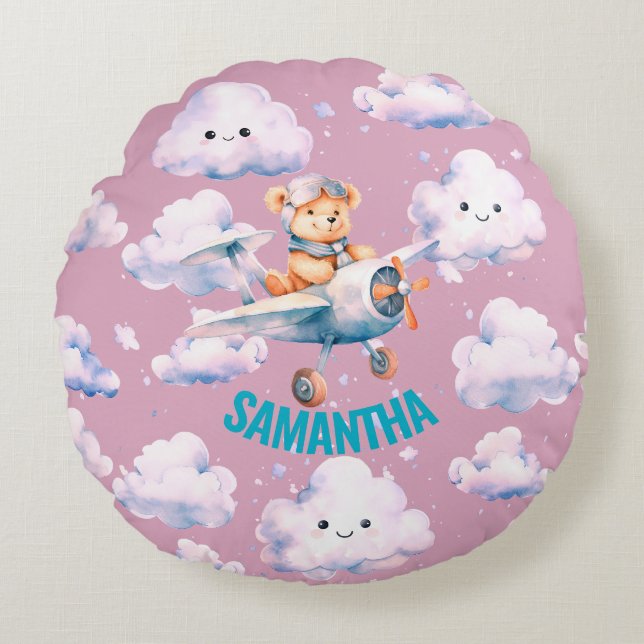 Almofada Redonda Travesseiro do Ursinho piloto (Frente)