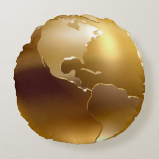Almofada Redonda Travesseiro dourado do globo