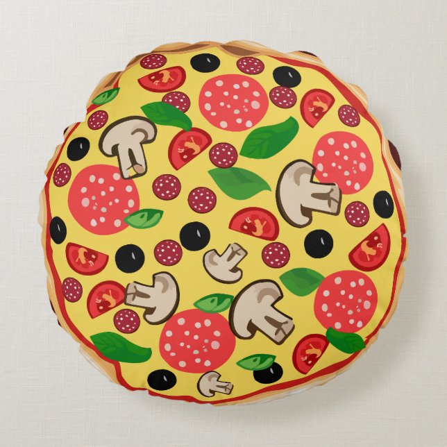 Almofada Redonda TRAVESSEIRO engraçado da PIZZA ROUND (Frente)