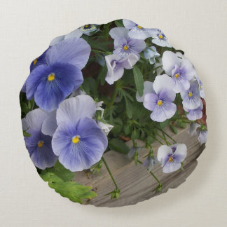 Almofada Redonda Travesseiro Floral de Violetas e Pensamentos Roxos