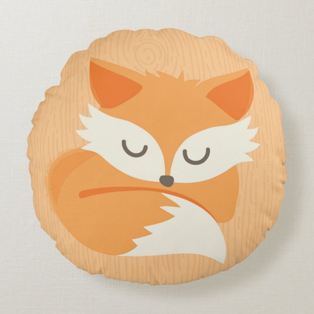 Almofada Redonda Travesseiro Infantil Raposa Laranja da Floresta (Frente)