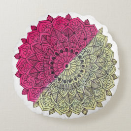 Almofada Redonda Travesseiro Mandala Floral Radiante