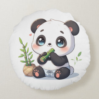 Almofada Redonda Travesseiro Panda Kawaii