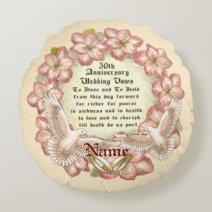 Almofada Redonda travesseiro personalizado Doves de 50 anos