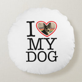 Almofada Redonda Travesseiro Personalizado Eu Amo Meu Cachorro