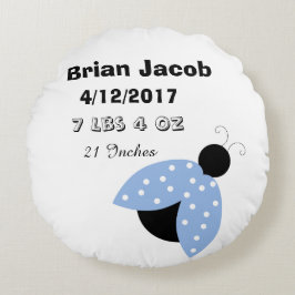 Almofada Redonda Travesseiro Personalizado Menino Bebê Joaninha Azu