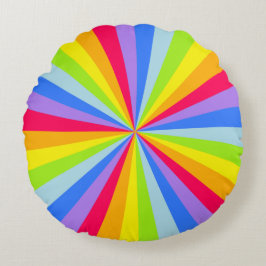 Almofada Redonda Travesseiro radial redondo arco-íris brilhante