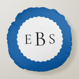 Almofada Redonda Travesseiro Real Azul Monograma Redondo